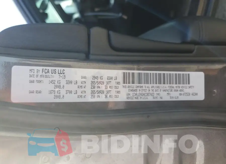 1C4RJEAGXKC857022 Photo# 14