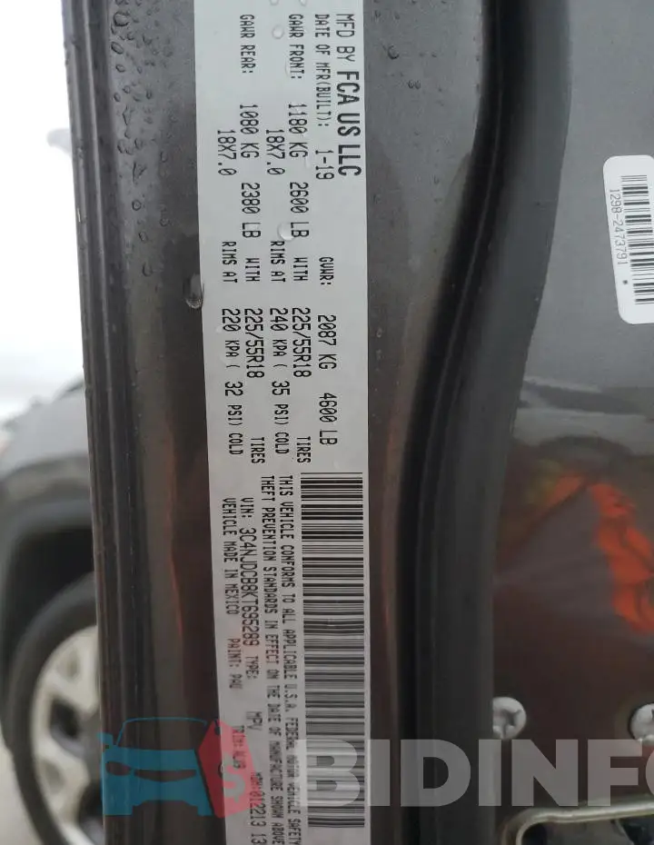 3C4NJDCB8KT695289 Photo# 13