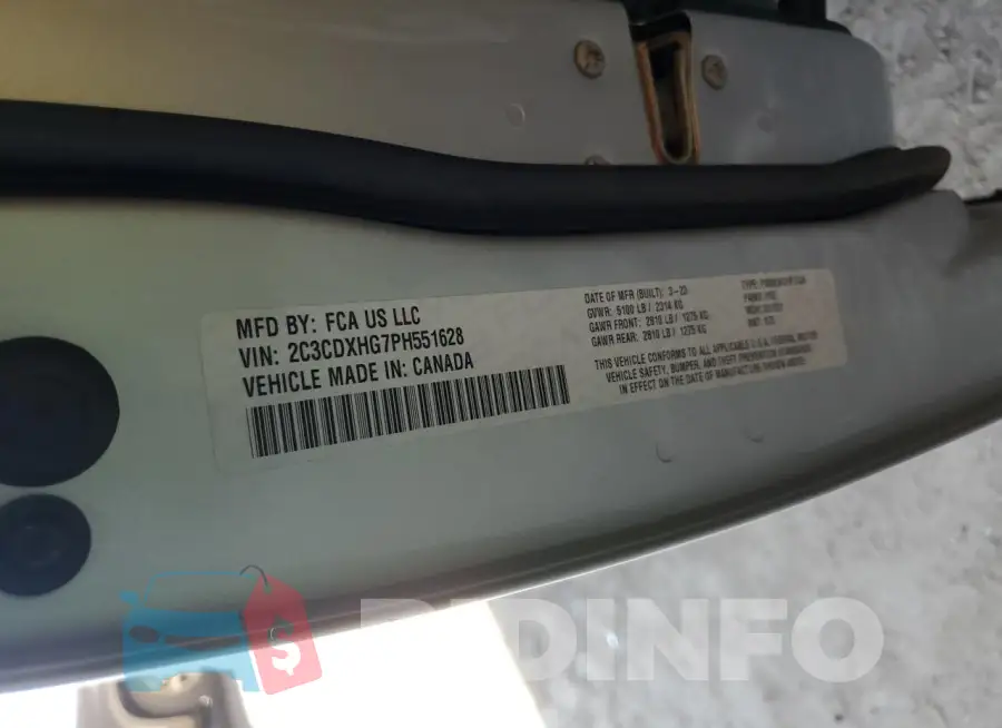 2C3CDXHG7PH551628 Photo# 12