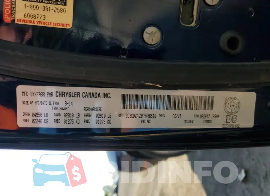 2C3CDZAG3FH706518 Photo# 12