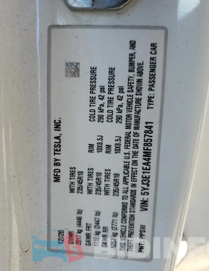 5YJ3E1EA4MF857841 Photo# 12