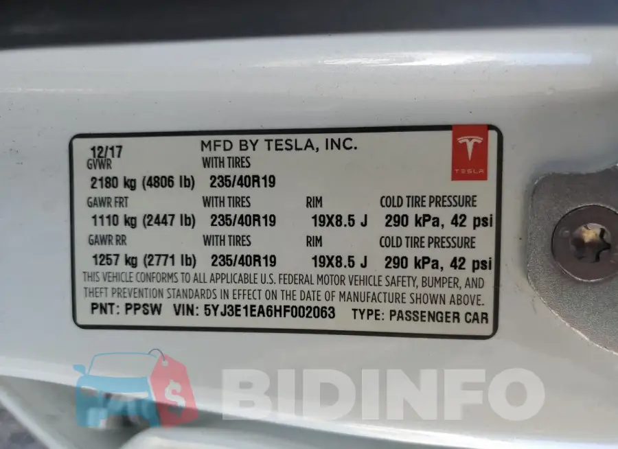 5YJ3E1EA6HF002063 Photo# 12