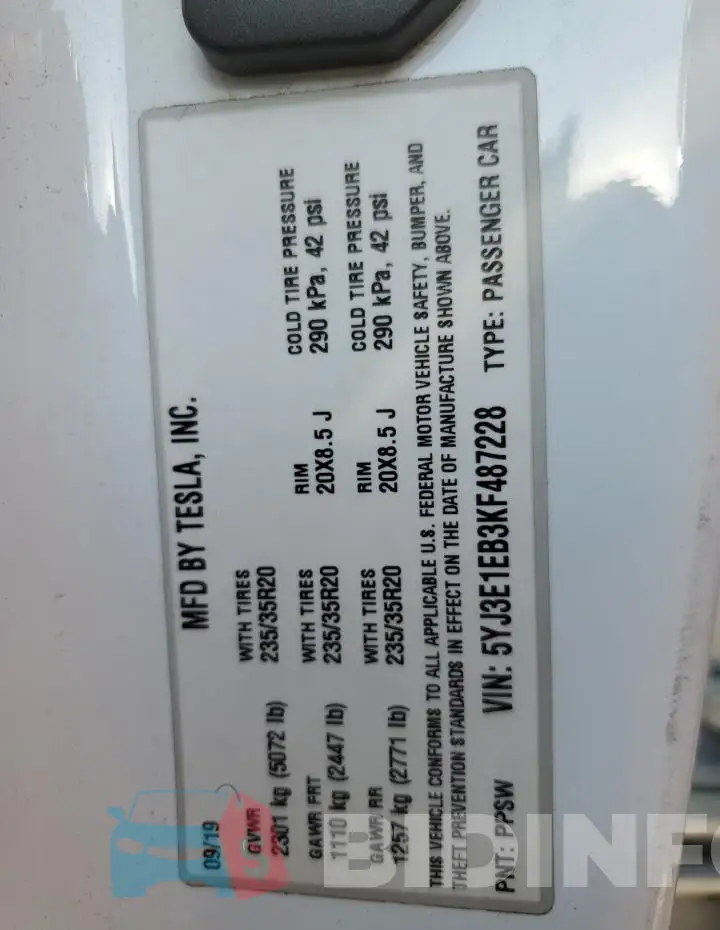 5YJ3E1EB3KF487228 Photo# 13