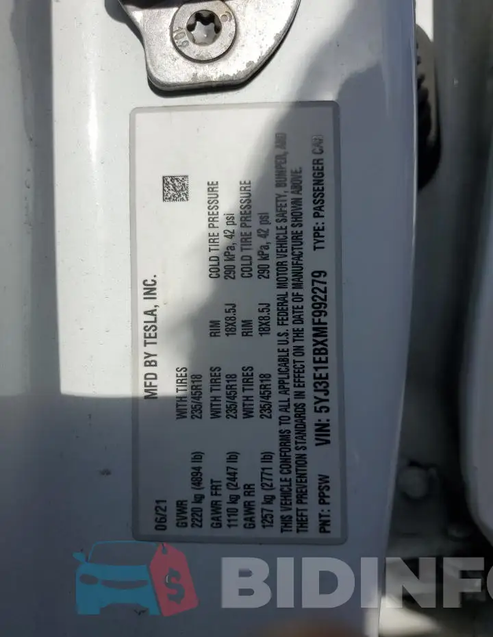 5YJ3E1EBXMF992279 Photo# 12