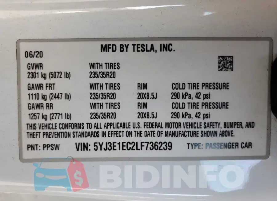 5YJ3E1EC2LF736239 Photo# 12