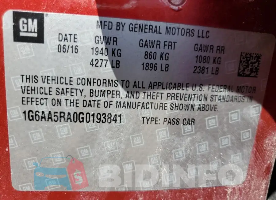 1G6AA5RA0G0193841 Photo# 13