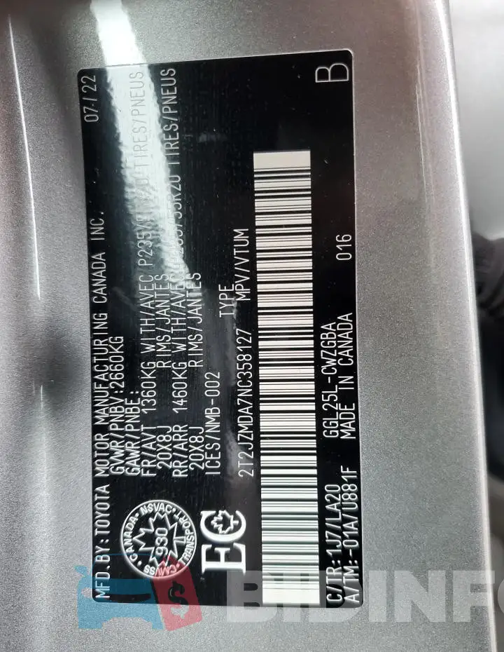 2T2JZMDA7NC358127 Photo# 12
