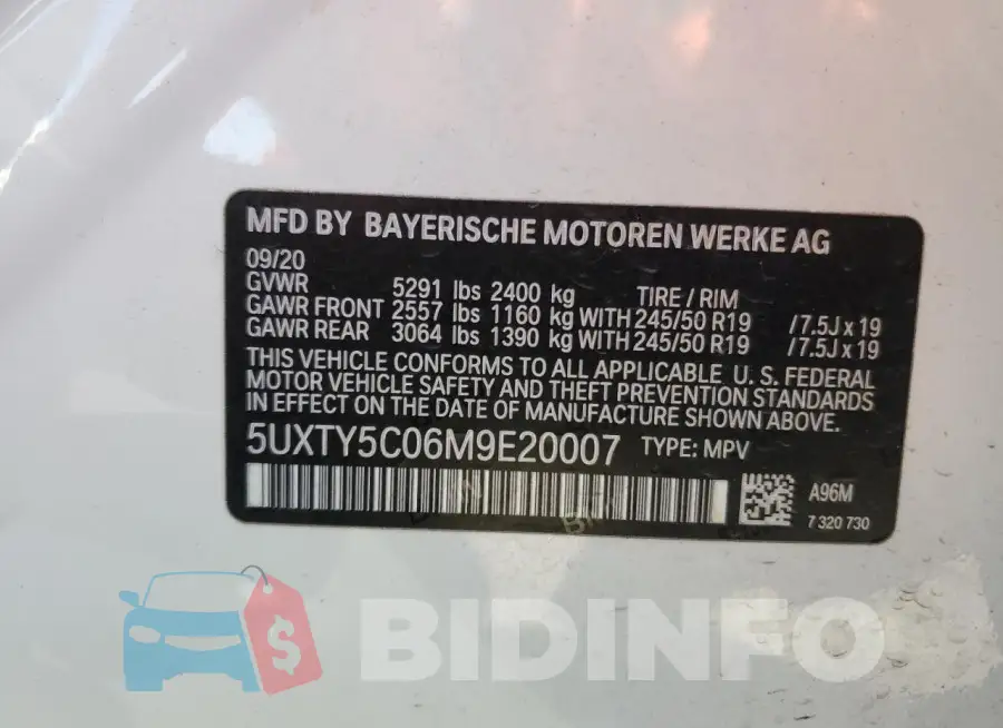 5UXTY5C06M9E20007 Photo# 13