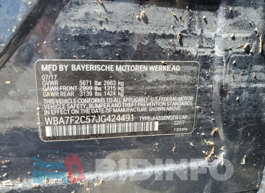 WBA7F2C57JG424491 Photo# 13