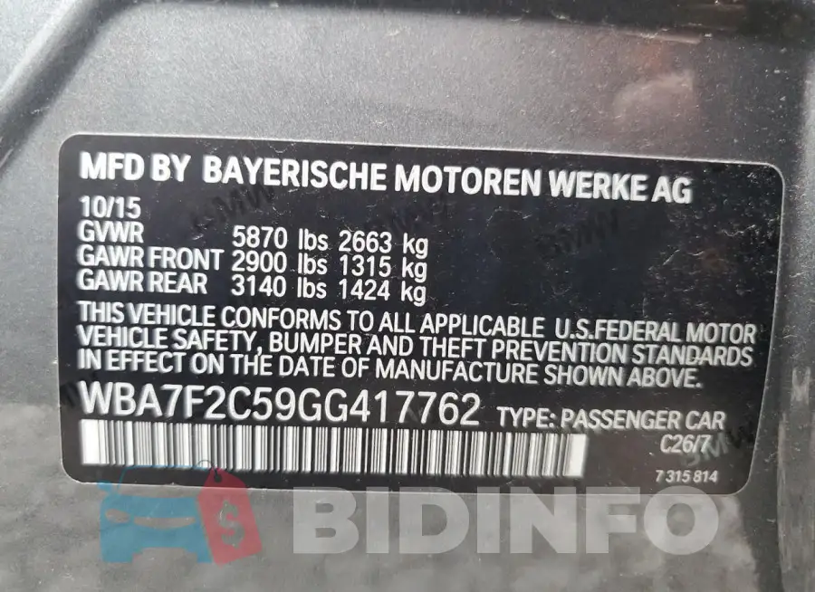 WBA7F2C59GG417762 Photo# 12