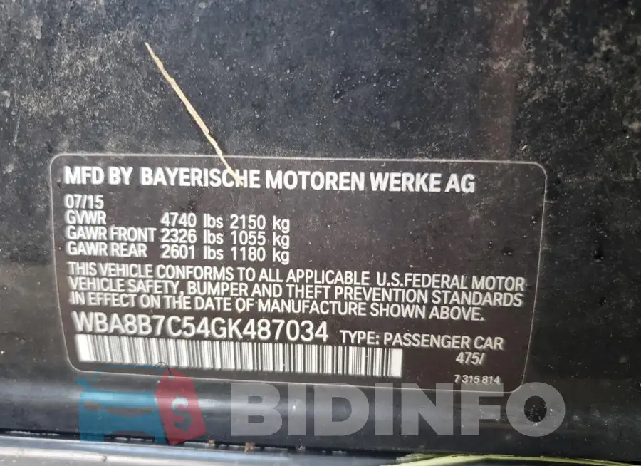 WBA8B7C54GK487034 Photo# 12