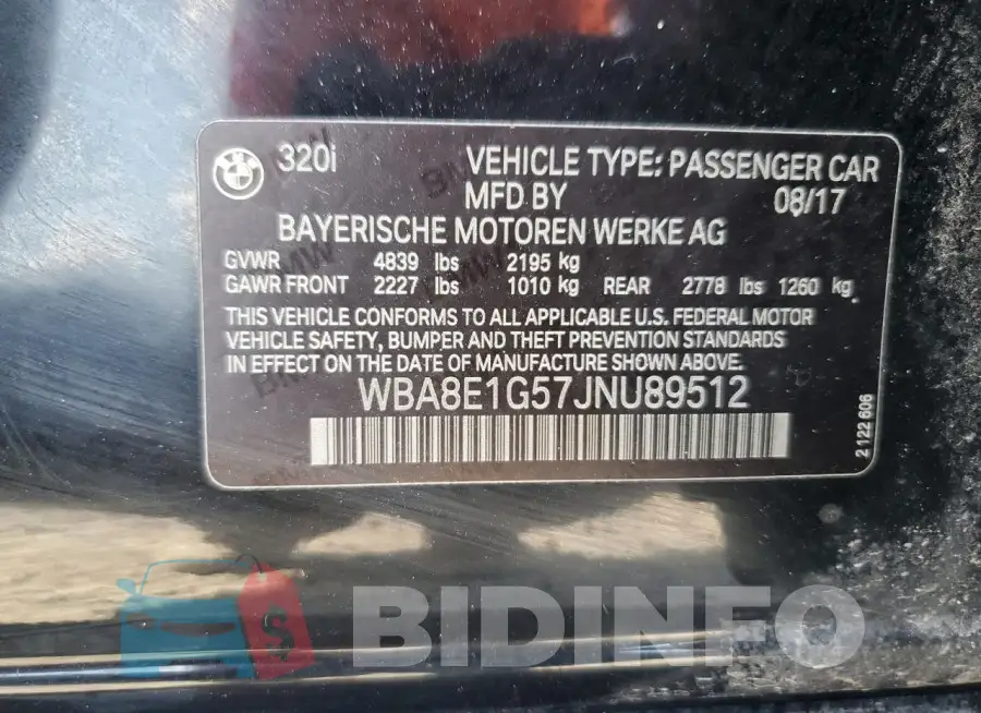 WBA8E1G57JNU89512 Photo# 12