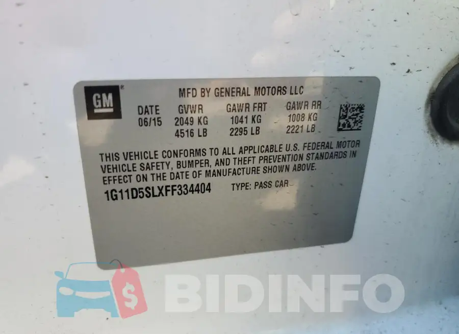 1G11D5SLXFF334404 Photo# 13