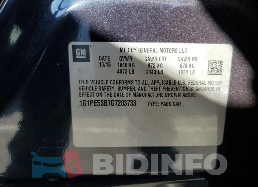 1G1PE5SB7G7203733 Photo# 13