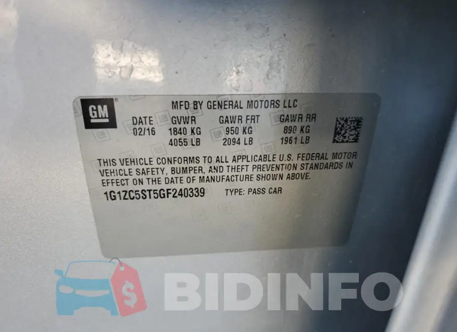 1G1ZC5ST5GF240339 Photo# 13