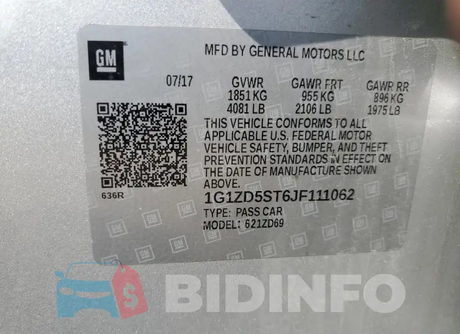 1G1ZD5ST6JF111062 Photo# 12