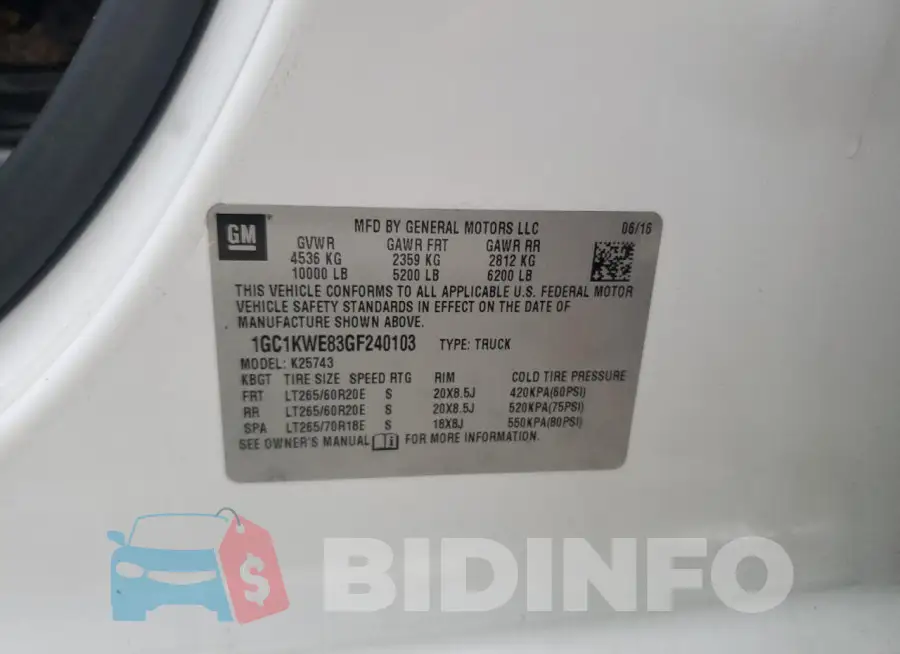1GC1KWE83GF240103 Photo# 13