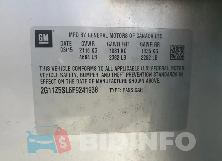 2G11Z5SL6F9241938 Photo# 13