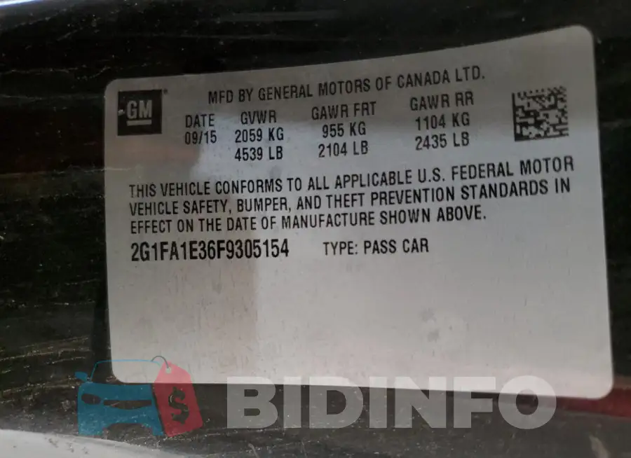 2G1FA1E36F9305154 Photo# 12
