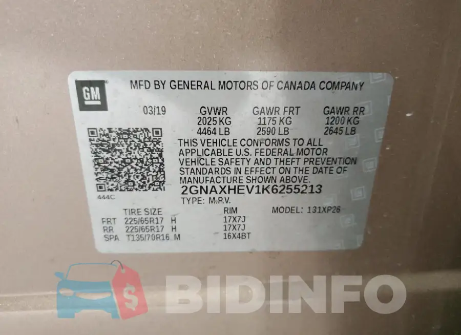 2GNAXHEV1K6255213 Photo# 13