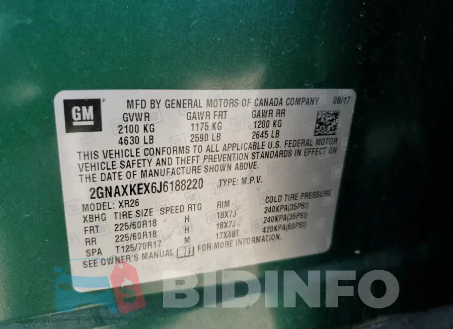 2GNAXKEX6J6188220 Photo# 13