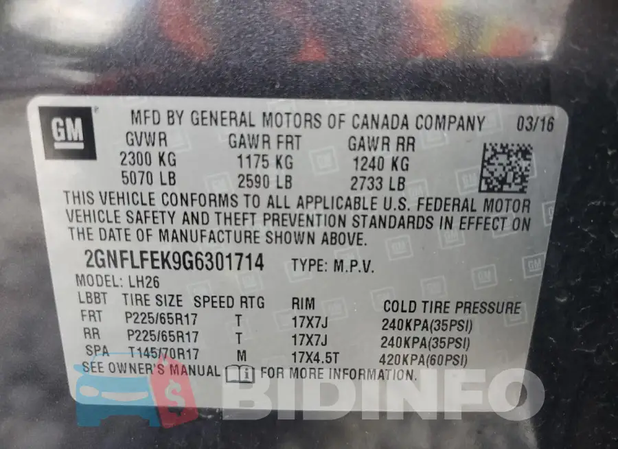 2GNFLFEK9G6301714 Photo# 13
