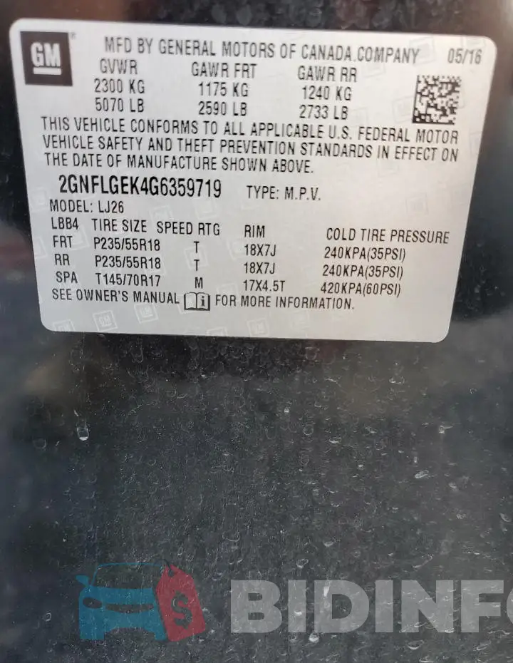 2GNFLGEK4G6359719 Photo# 14
