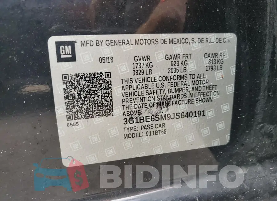 3G1BE6SM9JS640191 Photo# 13