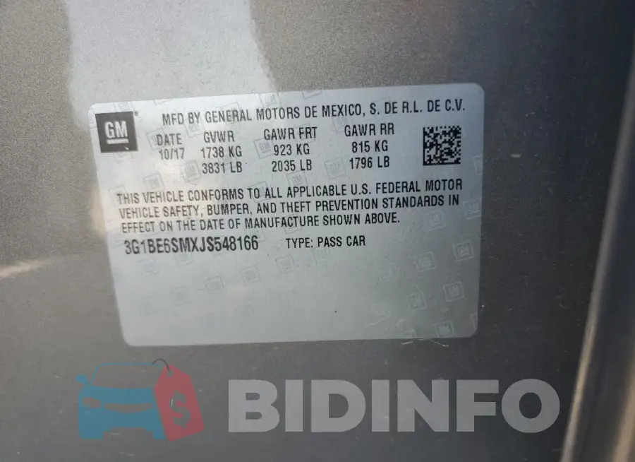 3G1BE6SMXJS548166 Photo# 12