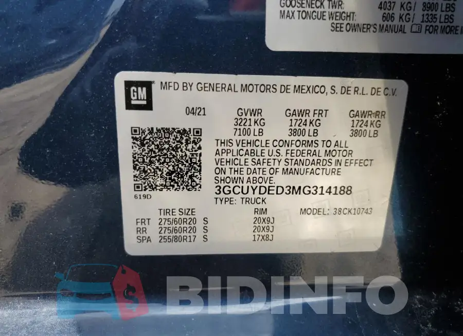 3GCUYDED3MG314188 Photo# 11