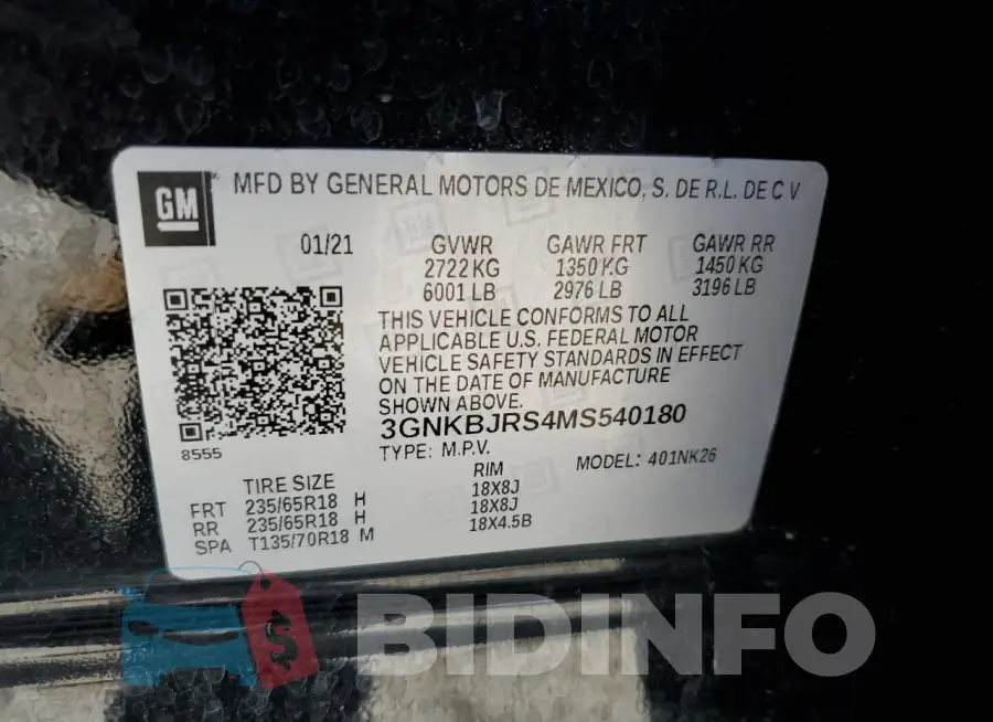 3GNKBJRS4MS540180 Photo# 13