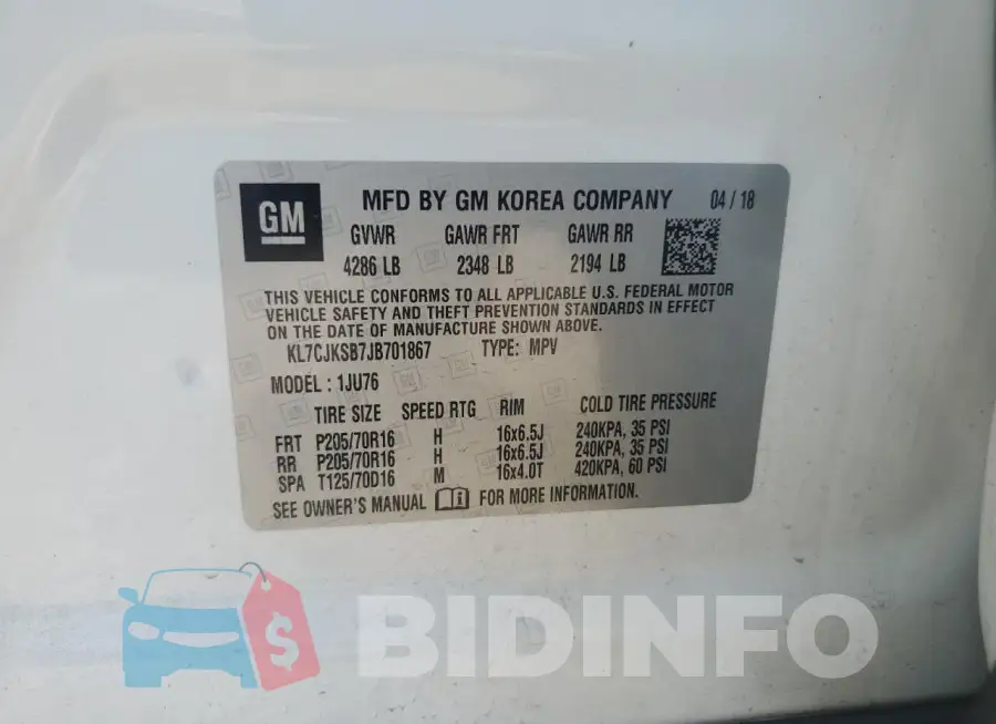 KL7CJKSB7JB701867 Photo# 13