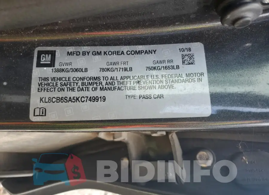KL8CB6SA5KC749919 Photo# 13