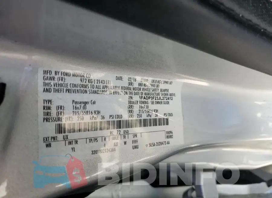 1FADP3F23JL272412 Photo# 12