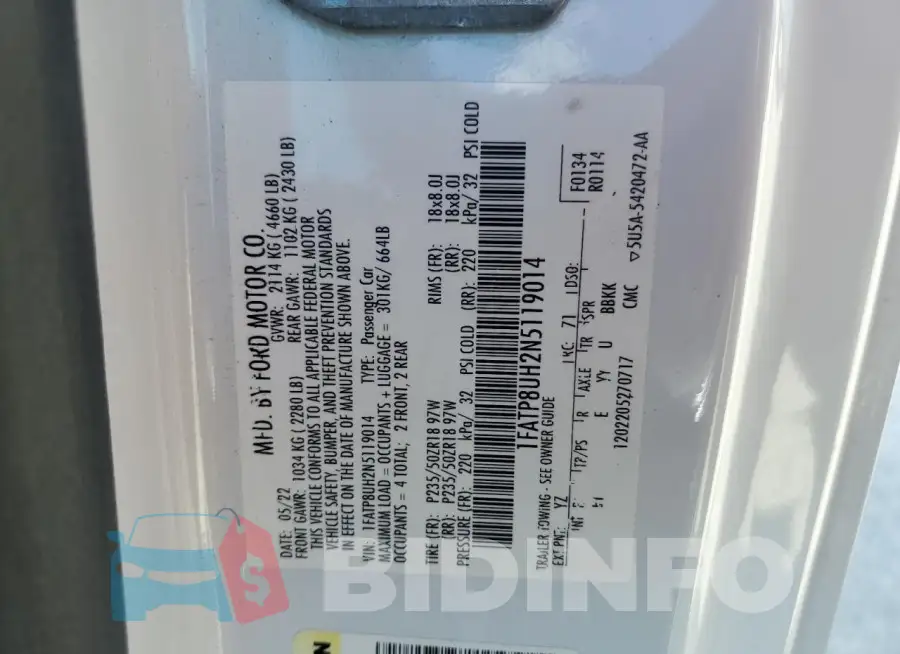 1FATP8UH2N5119014 Photo# 13