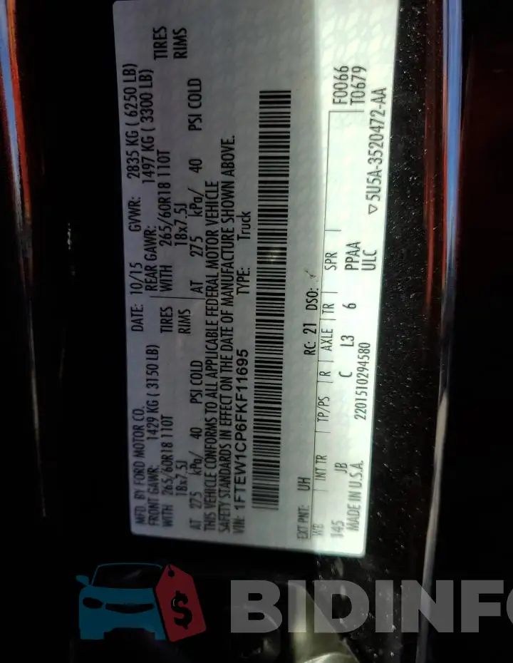 1FTEW1CP6FKF11695 Photo# 12
