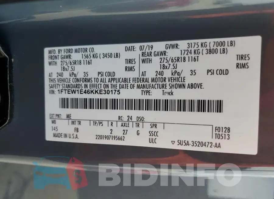 1FTEW1E46KKE30175 Photo# 12