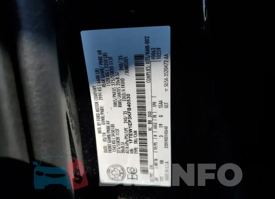 1FTEW1EP3KFB40530 Photo# 12