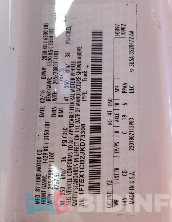 1FTEX1CB2JKD73308 Photo# 12