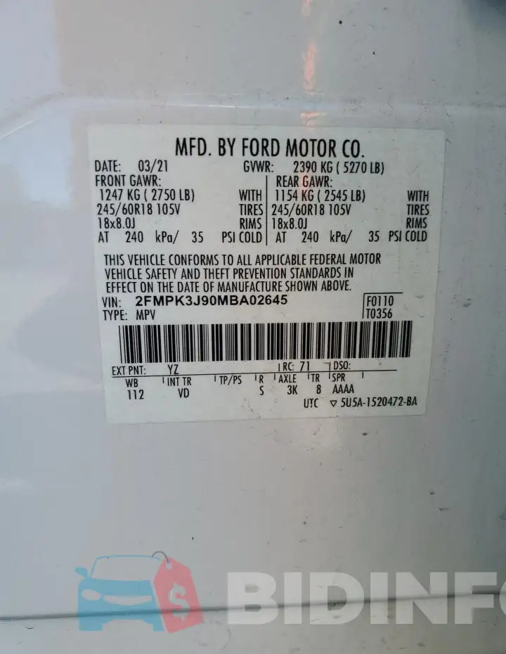 2FMPK3J90MBA02645 Photo# 13
