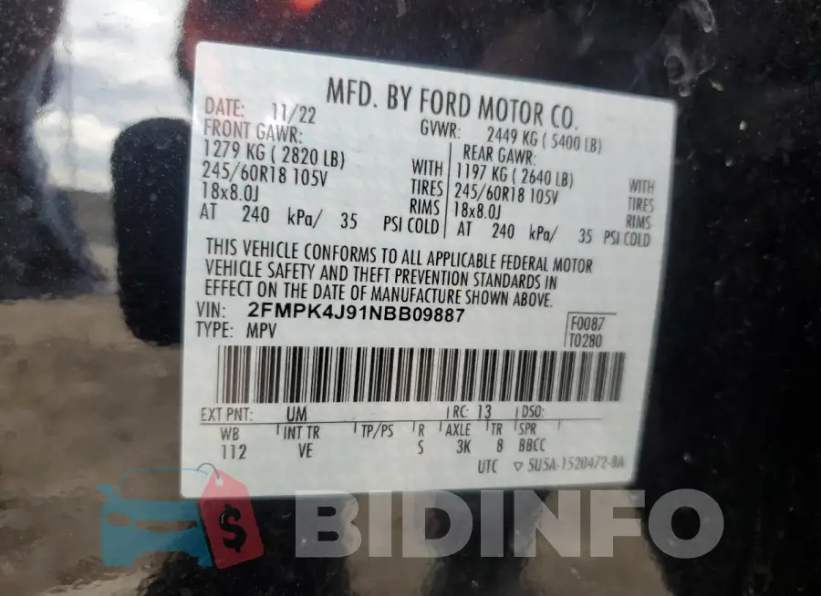 2FMPK4J91NBB09887 Photo# 13