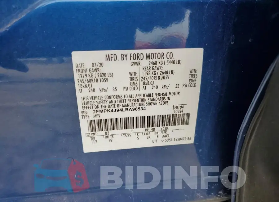 2FMPK4J94LBA96534 Photo# 13