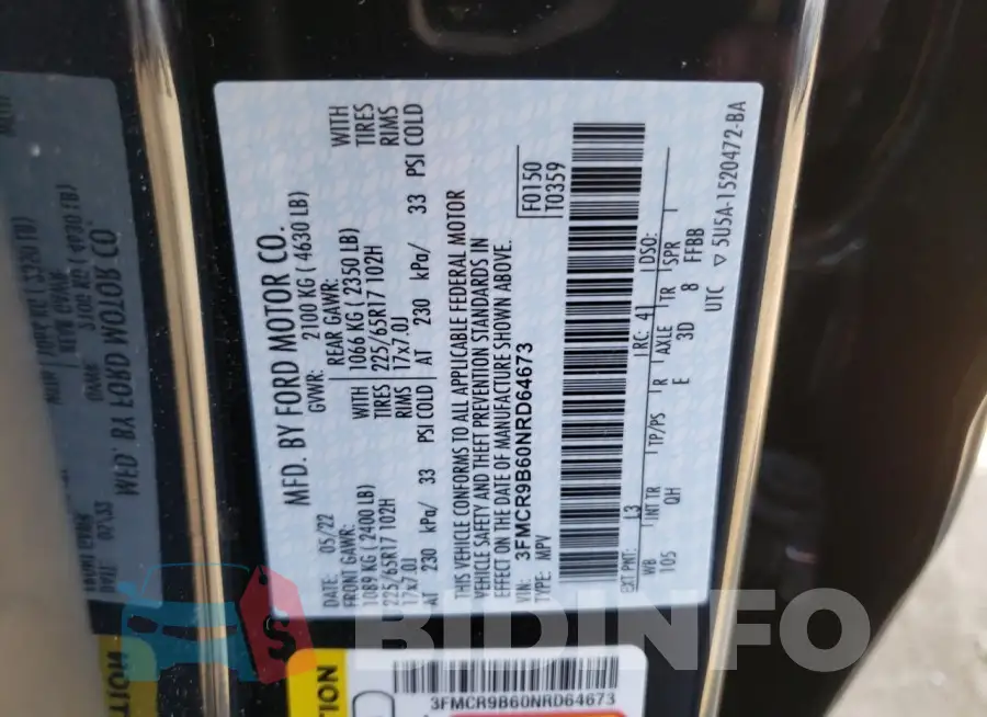 3FMCR9B60NRD64673 Photo# 14