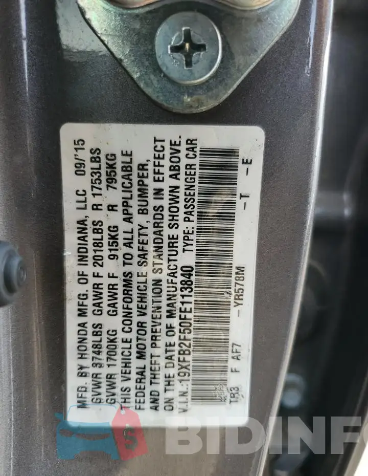 19XFB2F50FE113840 Photo# 12
