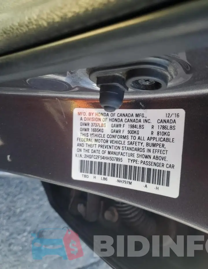 2HGFC2F54HH507895 Photo# 13