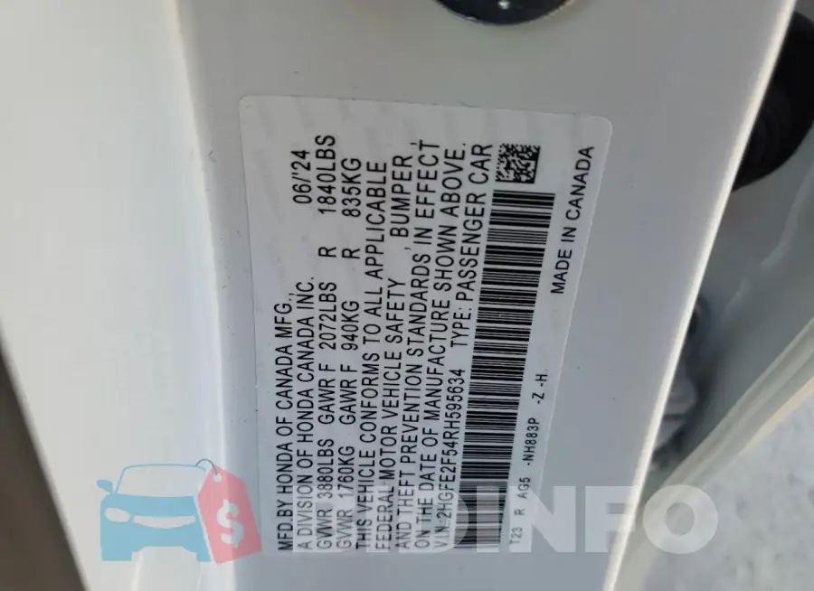 2HGFE2F54RH595634 Photo# 12