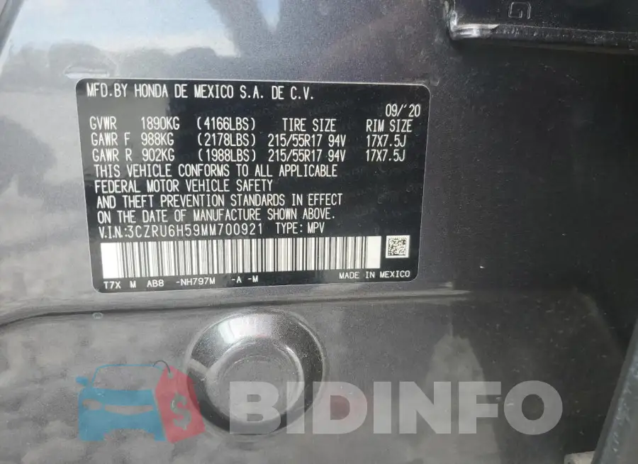 3CZRU6H59MM700921 Photo# 14