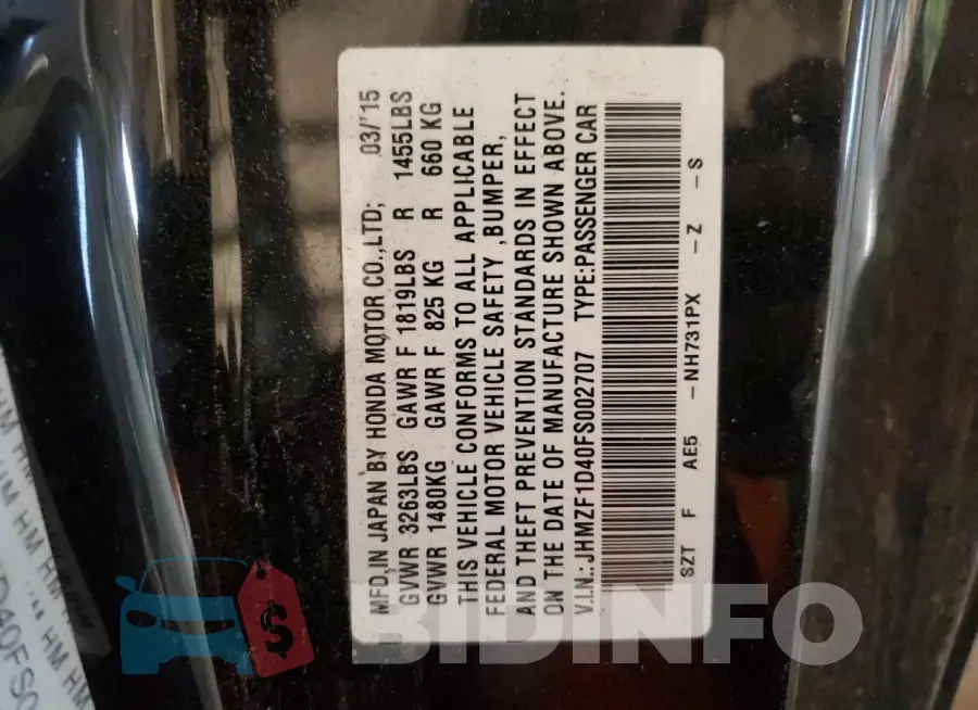 JHMZF1D40FS002707 Photo# 13