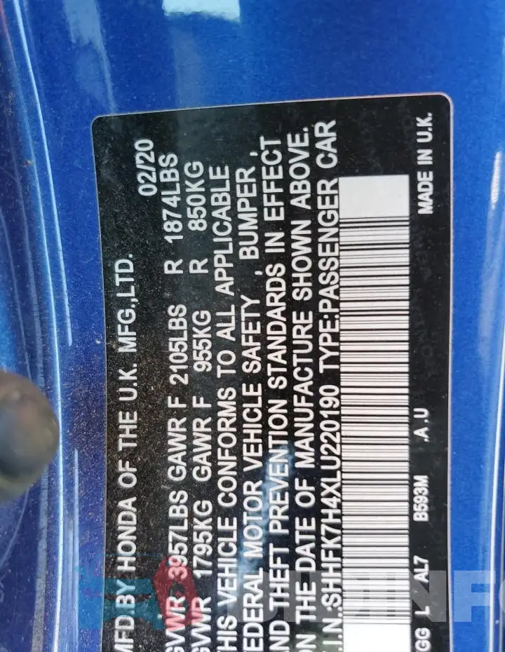 SHHFK7H4XLU220190 Photo# 13