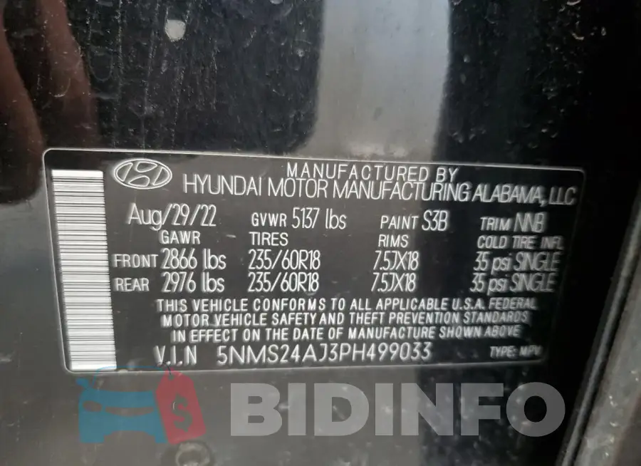 5NMS24AJ3PH499033 Photo# 14
